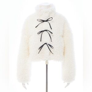 INGNI White Fuzzy Jacket with Black bow tie